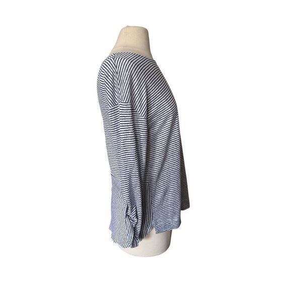 Adrianne‎ Vittadini Striped Long Sleeve Linen Top Small Black White - Picture 4 of 7